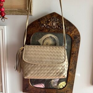 Saks fifth Avenue gold woven vintage bag